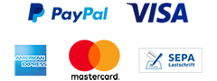 Zahlung per Paypal, Kreditkarte, Lastschrift